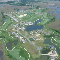Aerial view of the golf course at The Links at Lighthouse Sound near Ocean City, MD